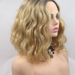 Medium Wavy Golden Hair Lace Synthetic Wig Handmade Crossdresser Wigs Arwen 5