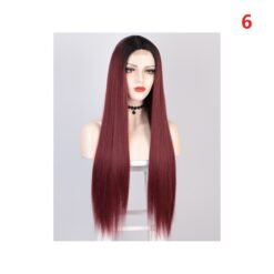 Long Straight Hair Lace Synthetic Wig Handmade Crossdresser Wigs Noah 6