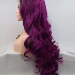 Long Wavy Purple Hair Synthetic Wig Handmade Crossdresser Wigs Mean 3