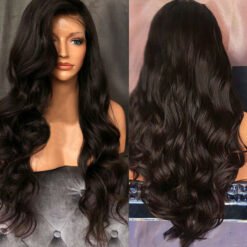 Long Wave Black Hair Lace Synthetic Wig Handmade Crossdresser Wigs Amelia 3