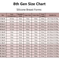 8th Gen Size Chart