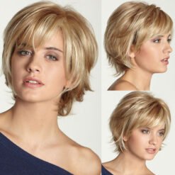Short Wave Blonde & White Synthetic Wig Handmade Crossdresser Wigs Carrie (1)