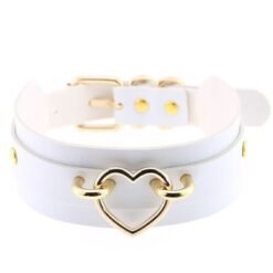 White and Golden Heart Choker Necklace