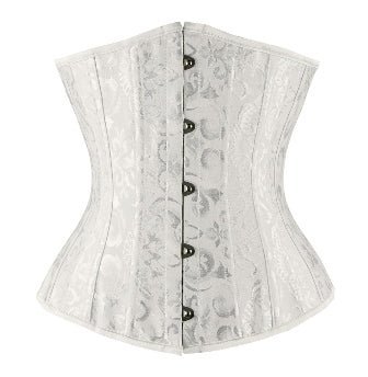White Brocade Underbust Corset – Plus Size Crossdresser Corset