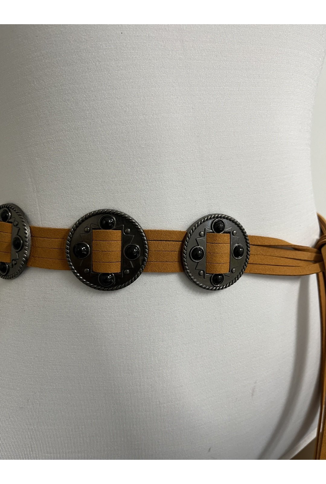 Boho Leather Belt Tan – Adjustable Tie Design - Image 2