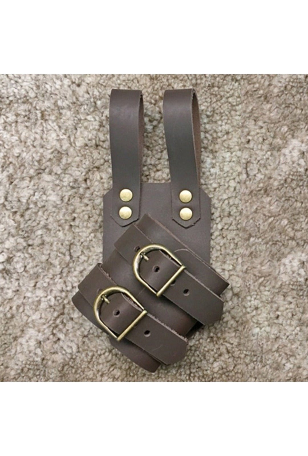 Right Leg Sheath Strap Brown – Pleather with Gold Buckles