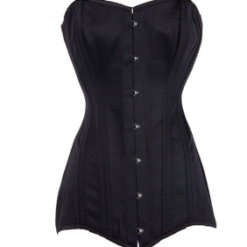 Black Satin Steel Boned Overbust Crossdresser Corset