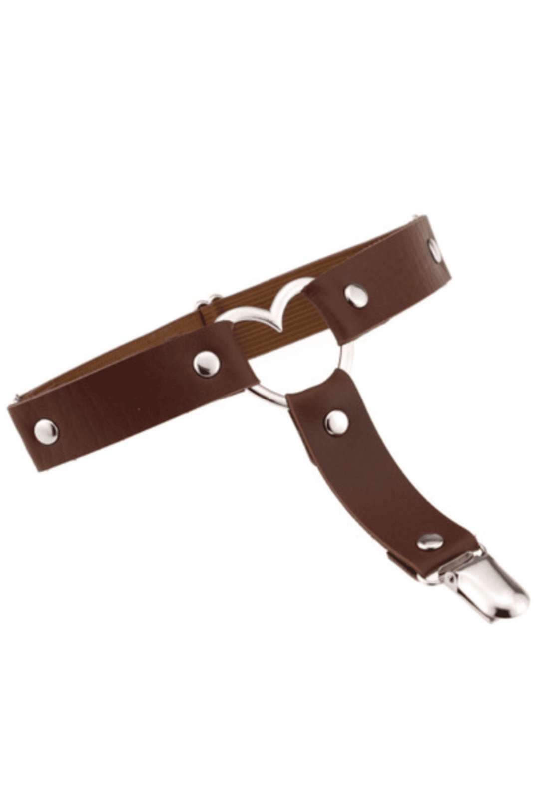 PU Leather Heart Garter Brown