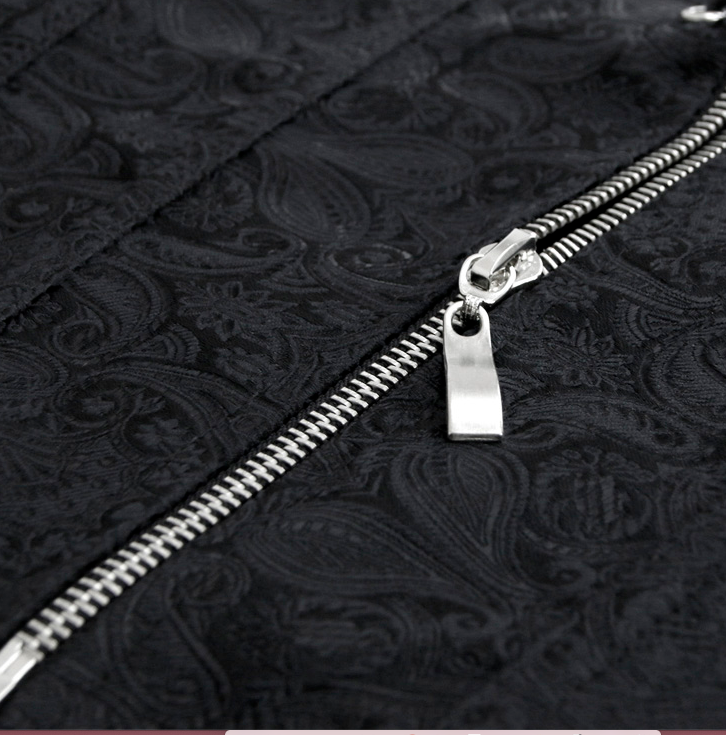 Black Jacquard Strappy Corset – Gothic Steampunk Crossdresser Corset - Image 3