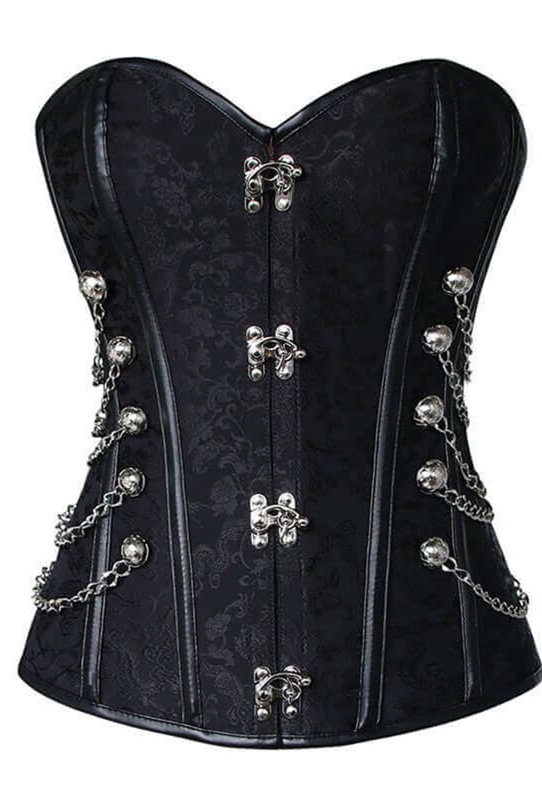 Silver Chain Detail Overbust Crossdresser Corset
