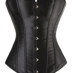 Black Satin Corset with Busk & Lace-Up Back – Crossdresser Wear