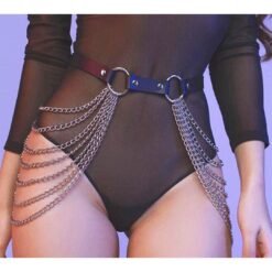 Black O-Ring Punk Belt with 7-Row Side Chains