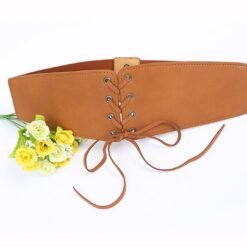 Tan Brown Pleather Belt Waist Belt (63–83cm)