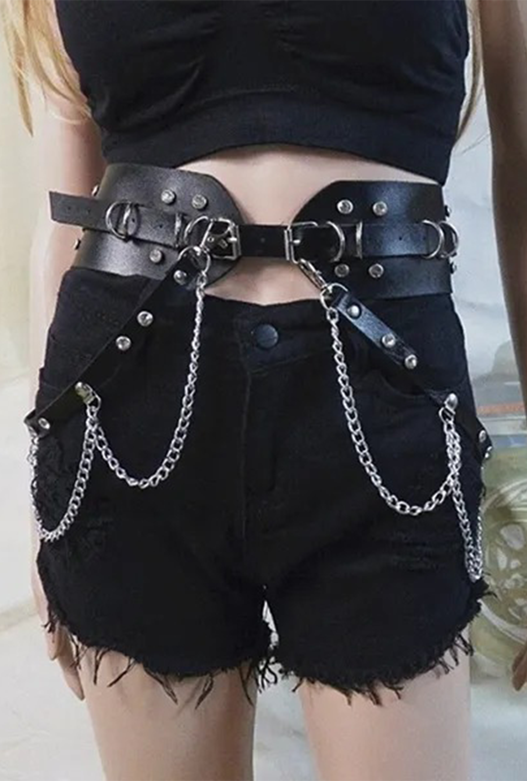 Black Strap and Chain Belt – Adjustable - Image 2