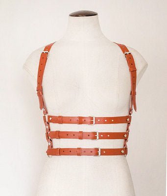 Adjustable Brown PU Buckle Harness