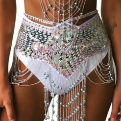 White Jewelled Festival Belt Sparkly Rhinestone Design