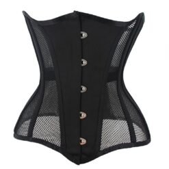 Black Mesh Underbust Crossdresser Corset with Steel Boning
