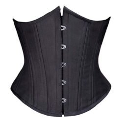 Black Steel Boned Overbust Crossdresser Corset – 26 Bones