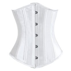 Satin Underbust Crossdresser Corset with Busk Closure White