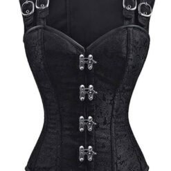 Black Jacquard Corset Vest – Steampunk Corset for Crossdressers