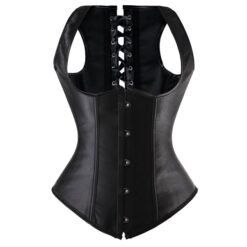 Black Costume Crossdresser Corset with Busk & Lace-Up Back