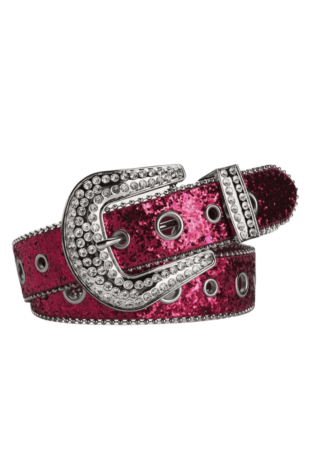 Pink Bling Cowgirl Belt – Glitter Belt with Rhinestones & Silver Accents