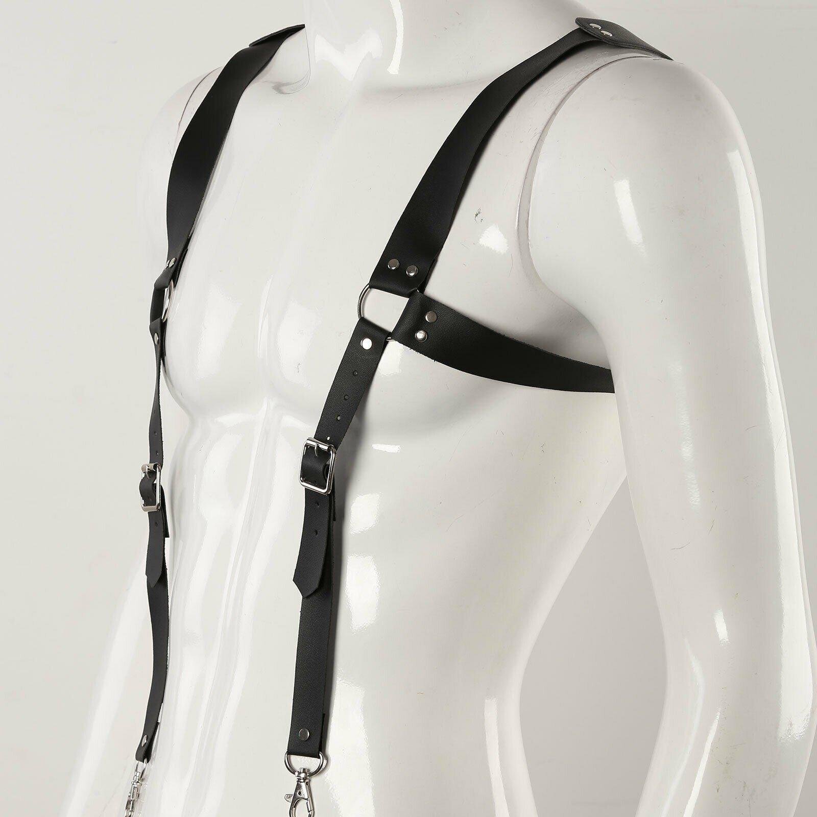 Men's Pleather Saddle Back Shoulder Harness with Suspenders - Image 4