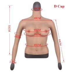High Neck Silicone Breast Forms Half Body Long Sleeve D Cup Size