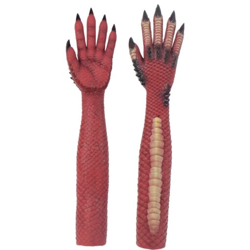Cosplay-Gloves-Demon-Crossdress-Red-Devil-Halloween-Tools-Party-Silicone-A-Pair