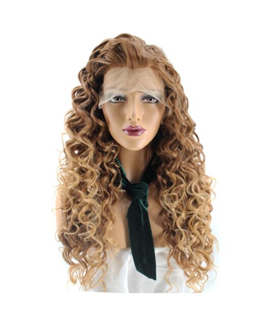Long Curly Brown Hair Synthetic Wig Handmade Crossdresser Wigs Christina 1
