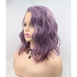 Medium Wavy Purple Hair Synthetic Wig Handmade Crossdresser Wigs Pocahontas 4