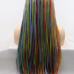 Long Braided Rainbow Hair Synthetic Wig Handmade Crossdresser Wigs Jungle 3