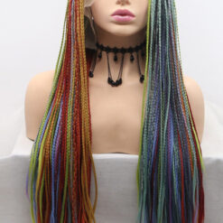 Long Braided Rainbow Hair Synthetic Wig Handmade Crossdresser Wigs Jungle 4