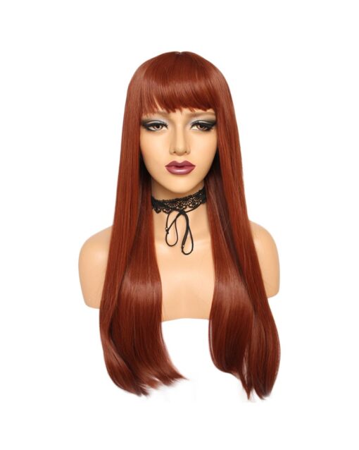 Long Straight Brown Red Hair Synthetic Wig Handmade Crossdresser Wigs Kori 3