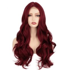 Long Wavy Hair Lace Synthetic Wig Handmade Crossdresser Wigs Rouge 1