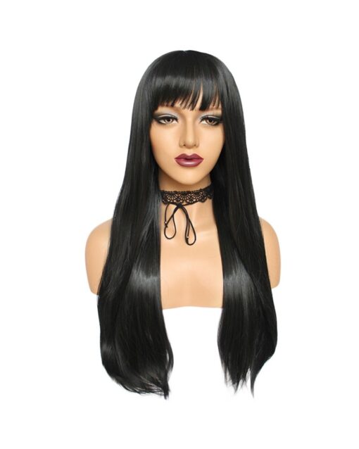 Long Straight Black Hair Synthetic Wig Handmade Crossdresser Wigs Alegandra 1