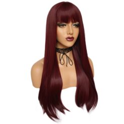 Long Straight Dark Brown Hair Synthetic Wig Handmade Crossdresser Wigs Virginia 1