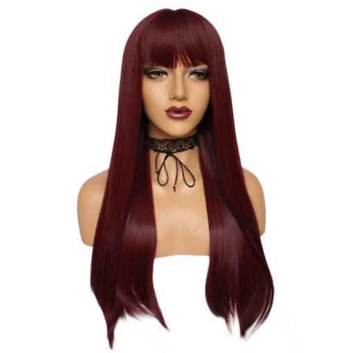 Long Straight Dark Brown Hair Synthetic Wig Handmade Crossdresser Wigs Virginia 2