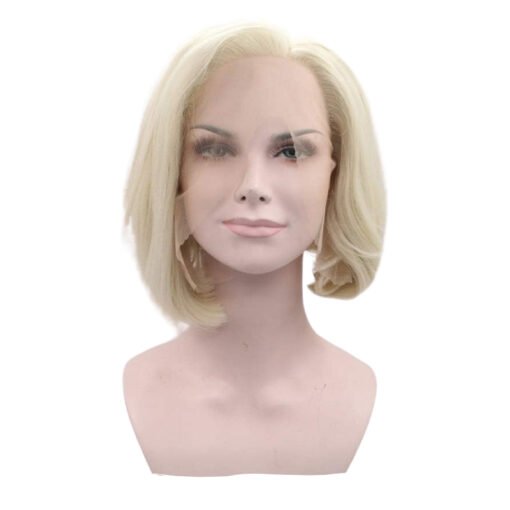 Medium Wavy Golden Hair Synthetic Wig Handmade Crossdresser Wigs Petanca