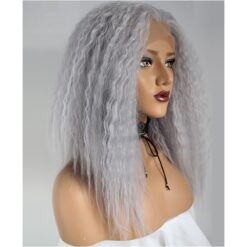Long Curly Grey Hair Lace Synthetic Wig Handmade Crossdresser Wigs Isabelle 2