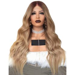 Long Wavy Blonde Hair Lace Synthetic Wig Handmade Crossdresser Wigs Courtney 1