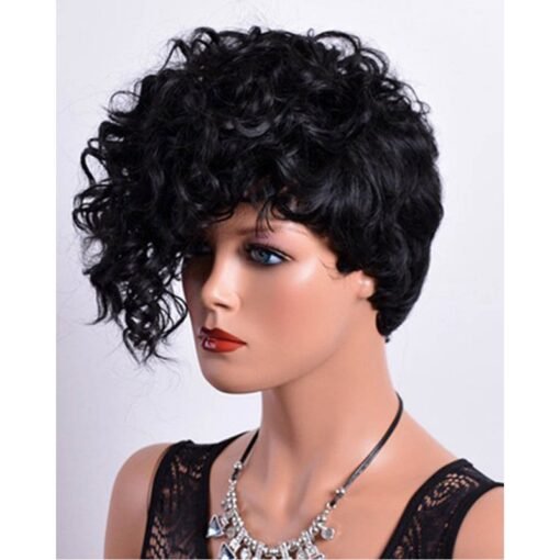 Female Short Curly Black Hair Synthetic Wig Handmade Crossdresser Wigs Avalon 2