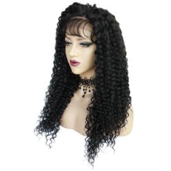 Long Curly Black Hair Lace Synthetic Wig Handmade Crossdresser Wigs Ezra 2