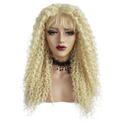 Long Curly Blonde Hair Lace Synthetic Wig Handmade Crossdresser Wigs Honey 1
