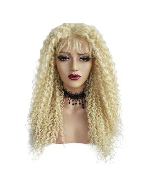 Long Curly Blonde Hair Lace Synthetic Wig Handmade Crossdresser Wigs Honey 1