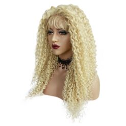 Long Curly Blonde Hair Lace Synthetic Wig Handmade Crossdresser Wigs Honey 2