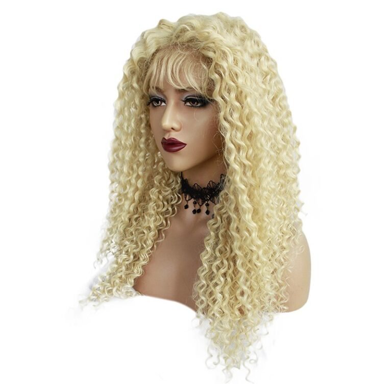 Long Curly Blonde Hair Lace Synthetic Wig Handmade Crossdresser Wigs ...