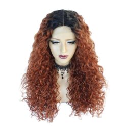 Long Curly Brown Hair Lace Synthetic Wig Handmade Crossdresser Wigs Flame 2