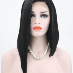 Long Straight Black Hair Lace Synthetic Wig Handmade Crossdresser Wigs Aneesha 1