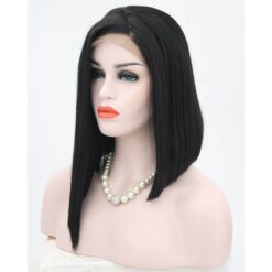 Long Straight Black Hair Lace Synthetic Wig Handmade Crossdresser Wigs Aneesha 2